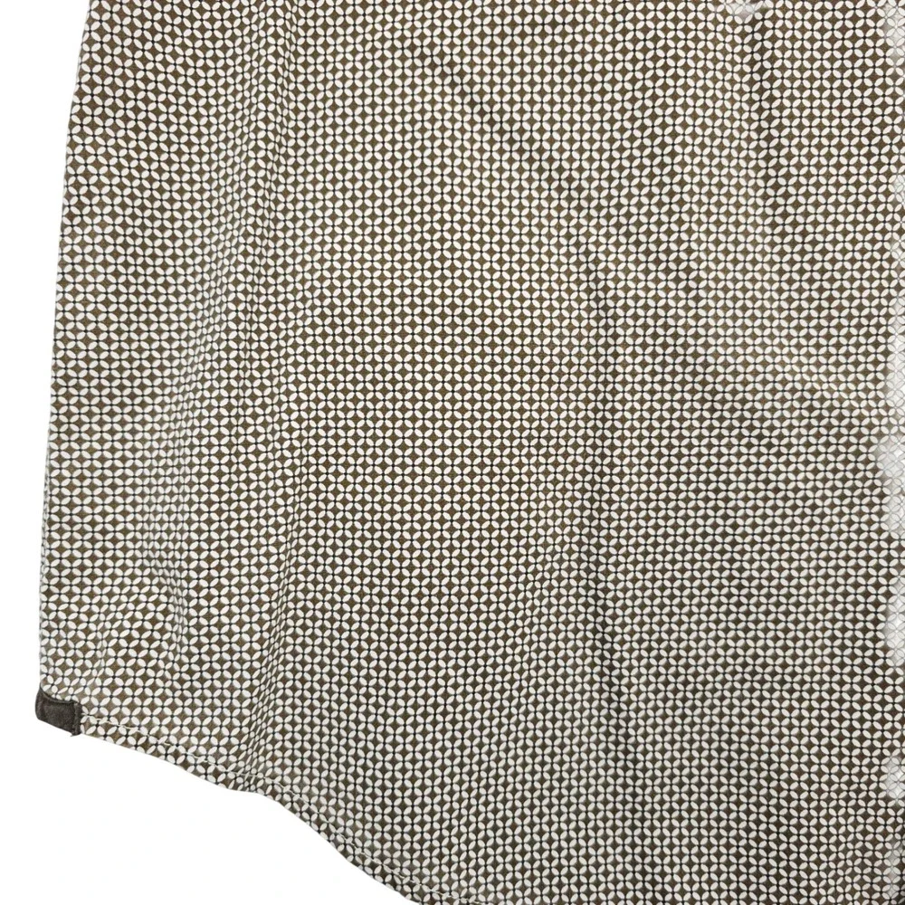 Banana Republic Men's Short Sleeve Button Down Shirt Brown Geometric‎ Medium